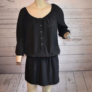 Express Black Button Down Gathered Dress Sm P